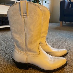 Women’s White Leather Durango Cowboy Boots